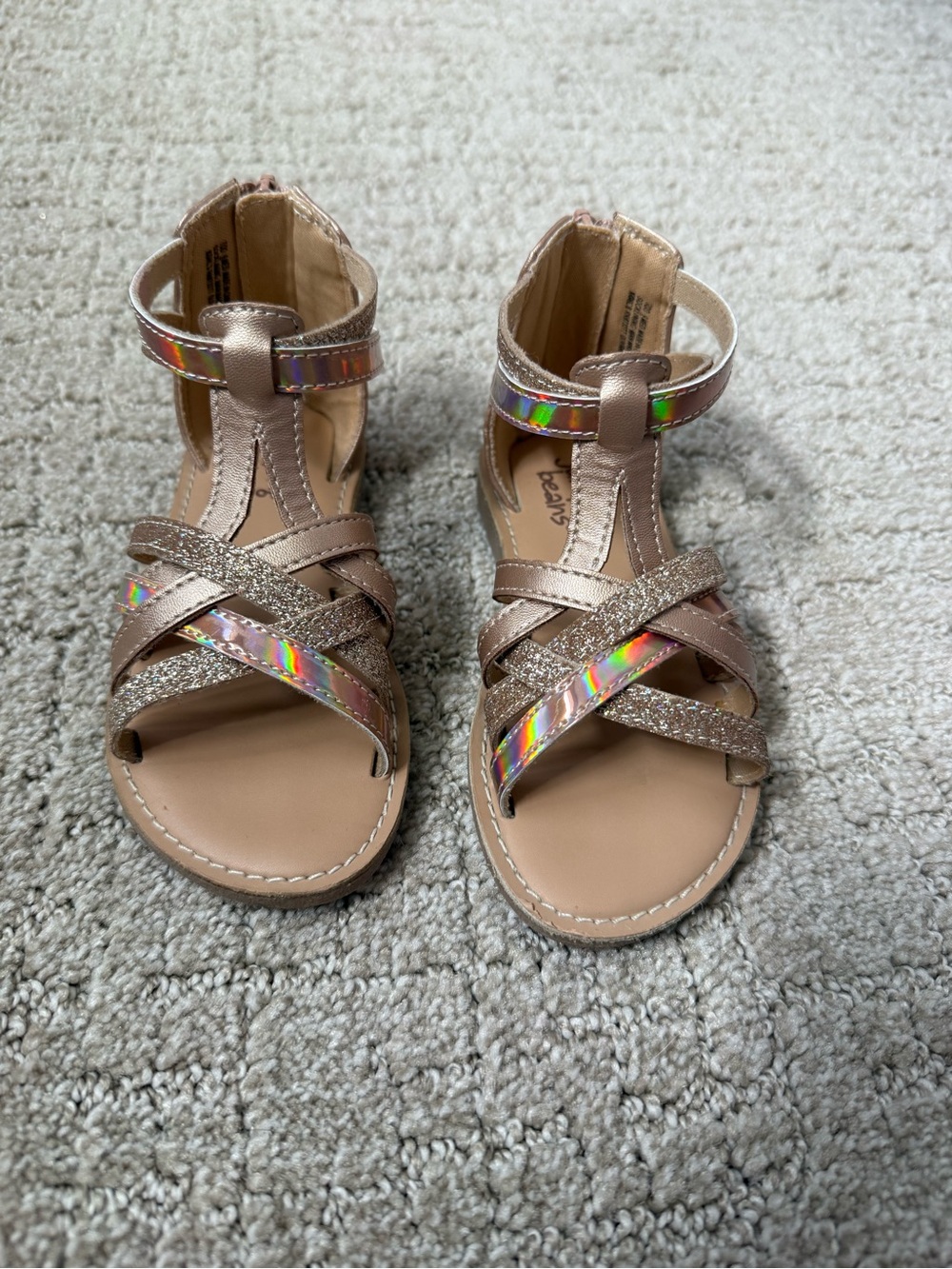 jumping beans Metallic Rose Sandals with Holographic Straps